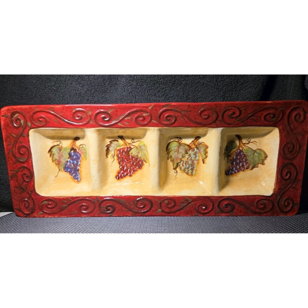Certified International Corp.~Kate McRostie Relish Platter Grape Design